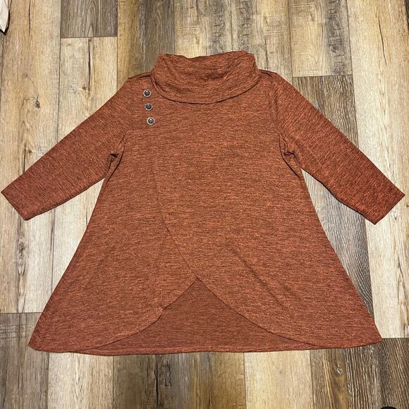 Ali Miles Sweaters - Ali Miles Lagenlook Boho Cowl Neck Tunic Sweater Size Xl Orange Oversized Cozy